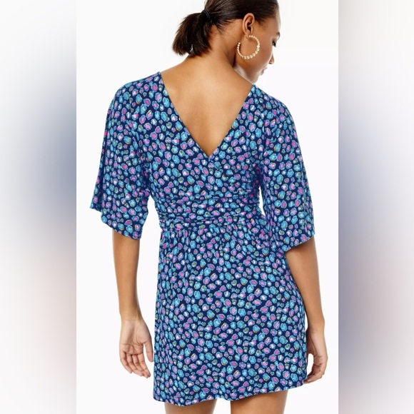 Lily Pulitzer Parigi Romper in Seabreeze Blue Low Tide Navy Spotted in the Wild - Picture 2 of 7